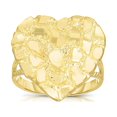 thumbnail image 1 of Floreo 10k Yellow Gold Small or Large Heart Nugget Ring, Sizes 5 - 11, 1 of 2