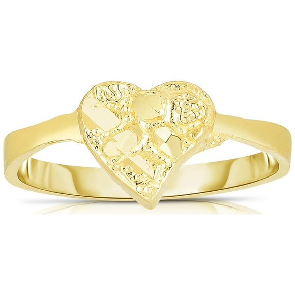 10k Yellow Gold Small or Large Heart Nugget Ring