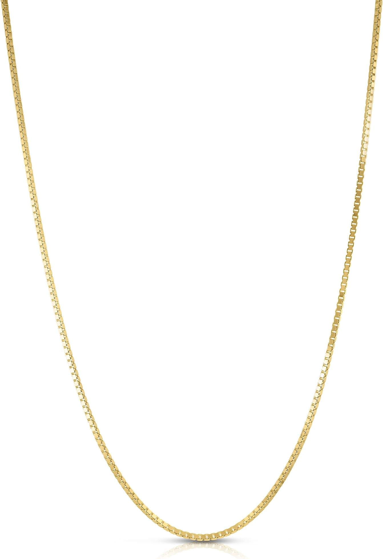 Floreo 10k Yellow Gold Solid Box Chain Link Necklace