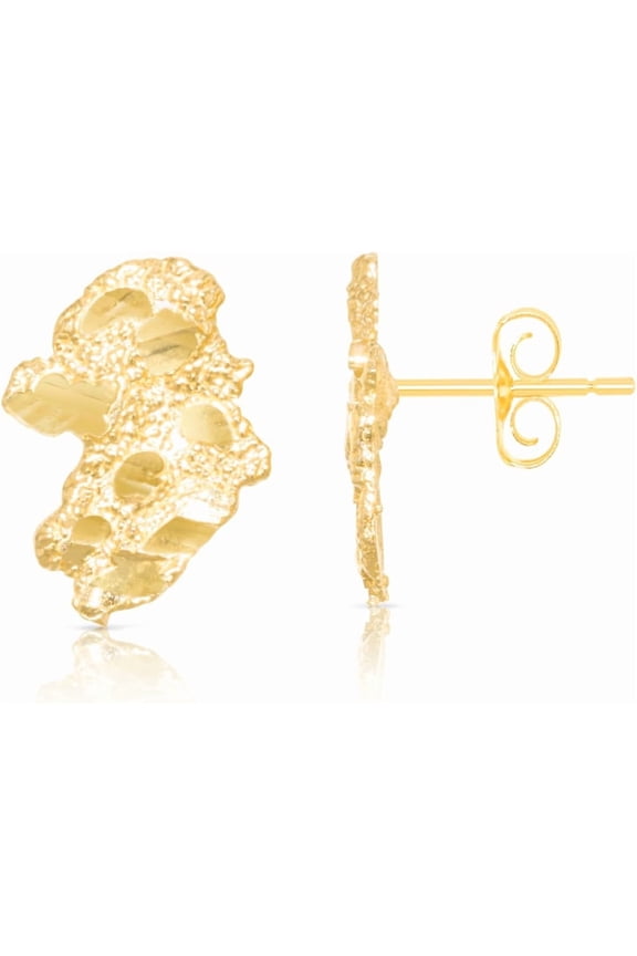 10k Yellow Gold Solid Nugget Earrings