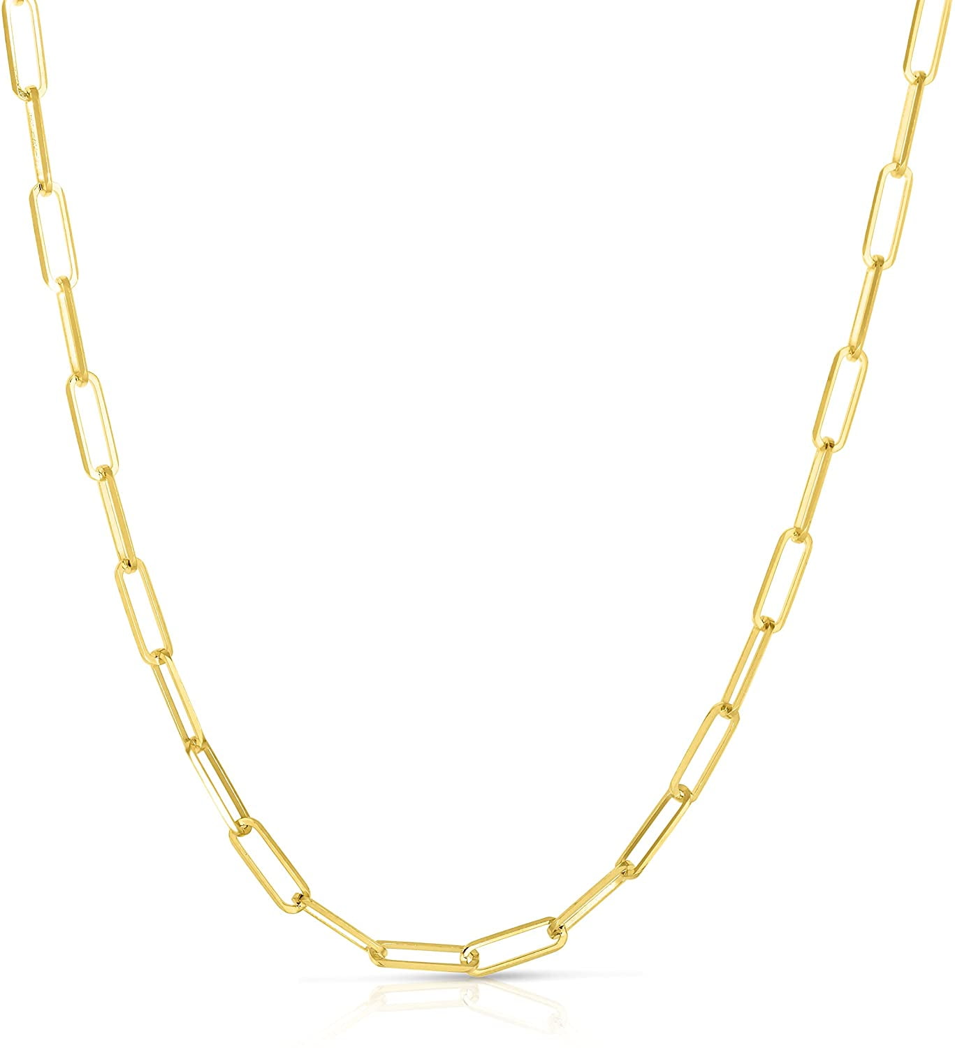Floreo 10k Yellow Gold Solid Paperclip Chain Necklace