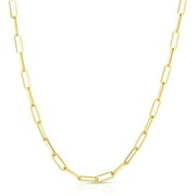 FLOREO 10k Yellow Gold Solid Paperclip Chain Necklace