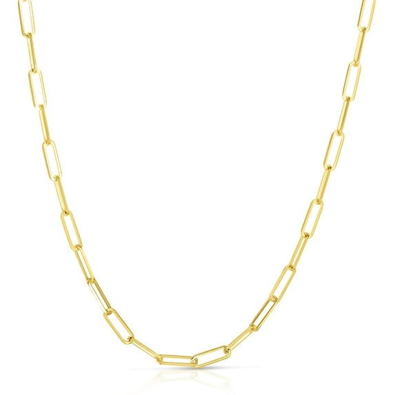 Floreo 10k Yellow Gold Solid Paperclip Chain Necklace