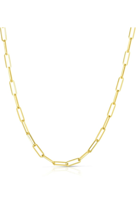 10k Yellow Gold Solid Paperclip Chain Necklace