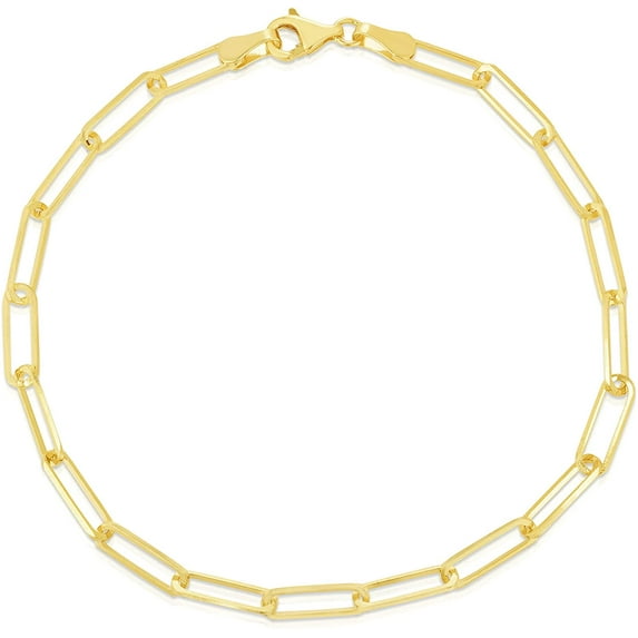 Floreo 10k Yellow Gold Solid Paperclip Link Bracelet or Anklet