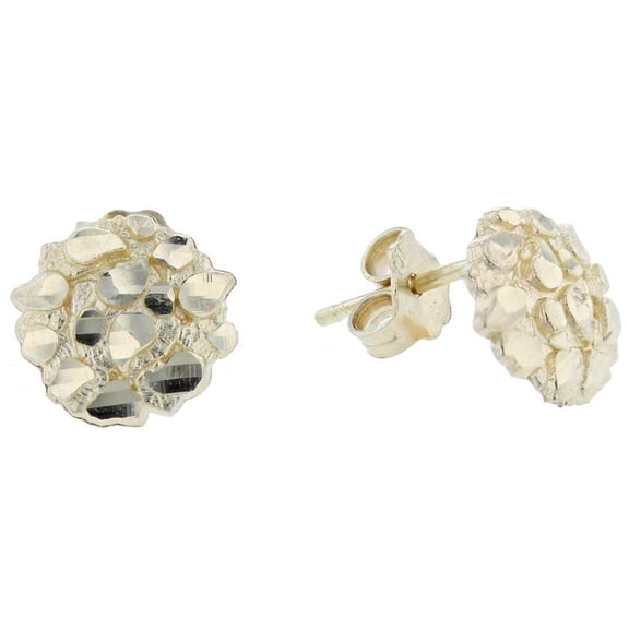 Floreo 10k Yellow Gold Solid Round Nugget Earrings