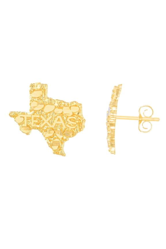 10k Yellow Gold State of Texas Shaped Nugget Stud Earrings