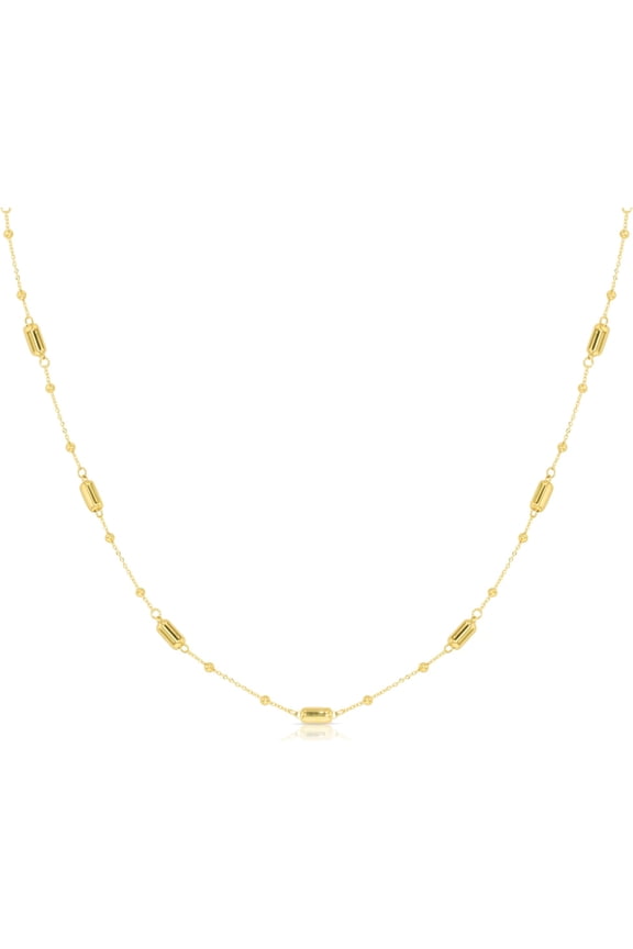 10k Yellow Gold Stationary Bar Chain Necklace