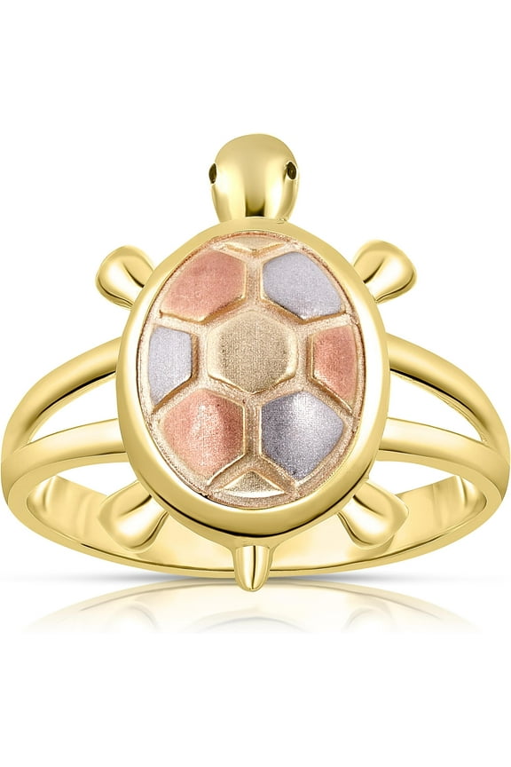 10k Yellow Gold Tri-Color Turtle Women's Ring