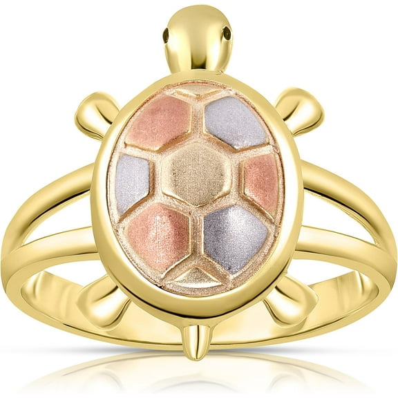 Floreo 10k Yellow Gold Tri-Color Turtle Women's Ring