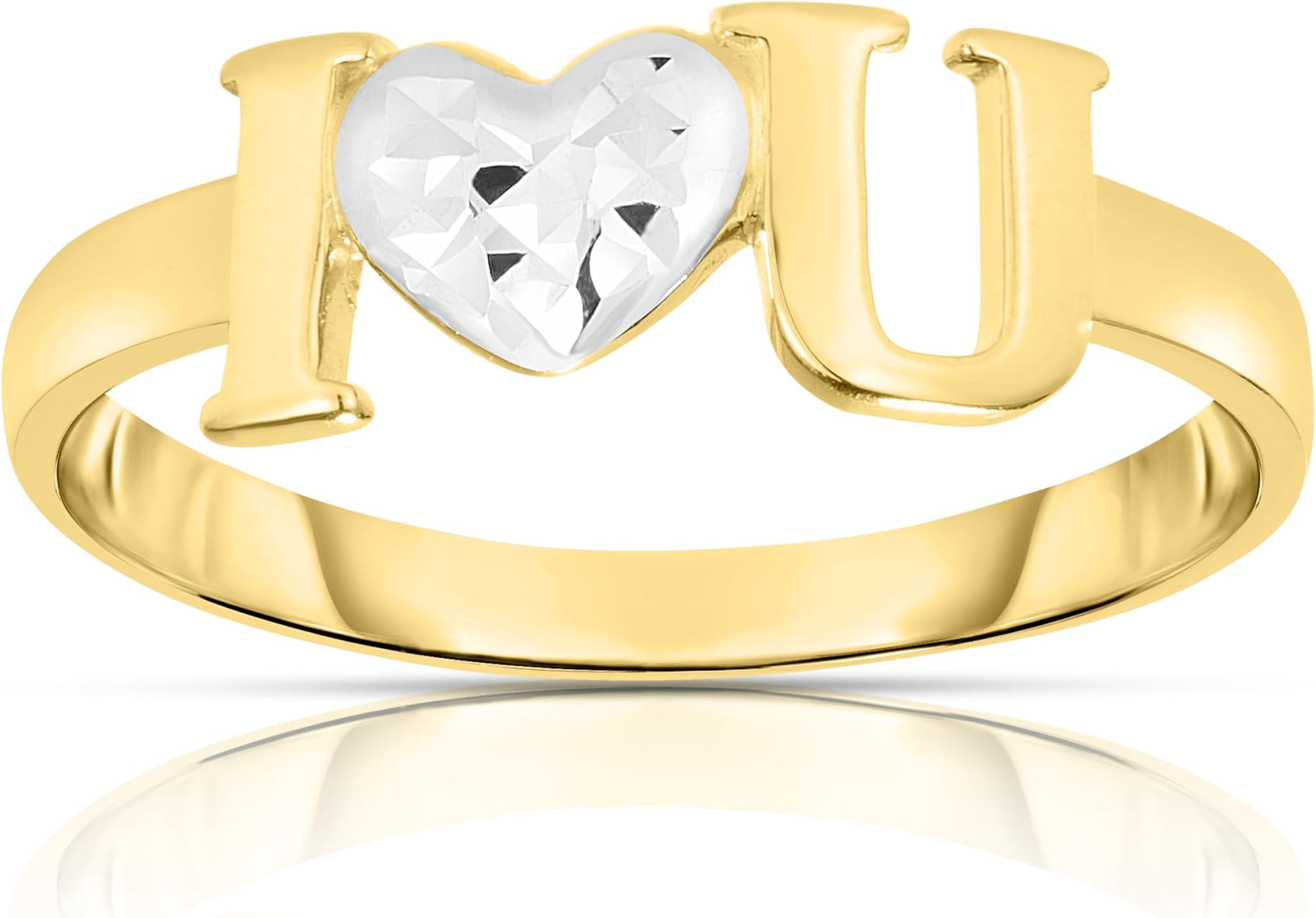 Floreo 10k Yellow Gold Two-Tone I Love You Heart Women's Ring - Walmart.com