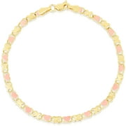 Floreo 10k Yellow Gold XOXO X and Heart Double Link Bracelet, 3.5mm