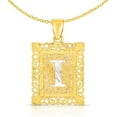 thumbnail image 1 of Floreo 10k Yellow Gold and White Gold 14.5mm or 18mm Personalized Alphabet Monogram A-Z Initial Square Pendant, 1 of 6