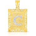 thumbnail image 1 of Floreo 10k Yellow Gold and White Gold 14.5mm or 18mm Personalized Alphabet Monogram A-Z Initial Square Pendant, 1 of 4