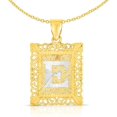 thumbnail image 1 of Floreo 10k Yellow Gold and White Gold 14.5mm or 18mm Personalized Alphabet Monogram A-Z Initial Square Pendant, 1 of 6