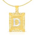 thumbnail image 1 of Floreo 10k Yellow Gold and White Gold 14.5mm or 18mm Personalized Alphabet Monogram A-Z Initial Square Pendant, 1 of 6