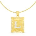 thumbnail image 1 of Floreo 10k Yellow Gold and White Gold 14.5mm or 18mm Personalized Alphabet Monogram A-Z Initial Square Pendant, 1 of 6