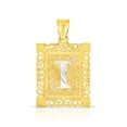 thumbnail image 1 of Floreo 10k Yellow Gold and White Gold 14.5mm or 18mm Personalized Alphabet Monogram A-Z Initial Square Pendant, 1 of 4