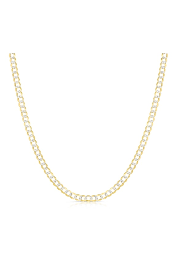 10k Yellow Gold and White Gold 2.5mm Lite Two-Tone Curb Cuban Chain Necklace