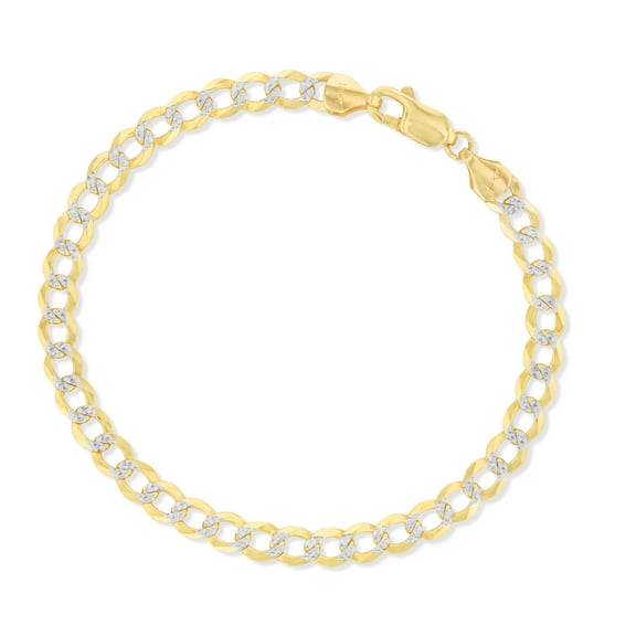 Floreo 10k Yellow Gold and White Gold 4.5mm Lite Two-Tone Curb Cuban Chain Bracelet or Anklet