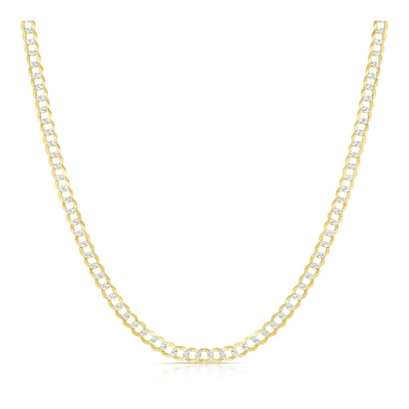 Floreo 10k Yellow Gold and White Gold 4mm Solid Two-Tone Curb Cuban Chain Necklace
