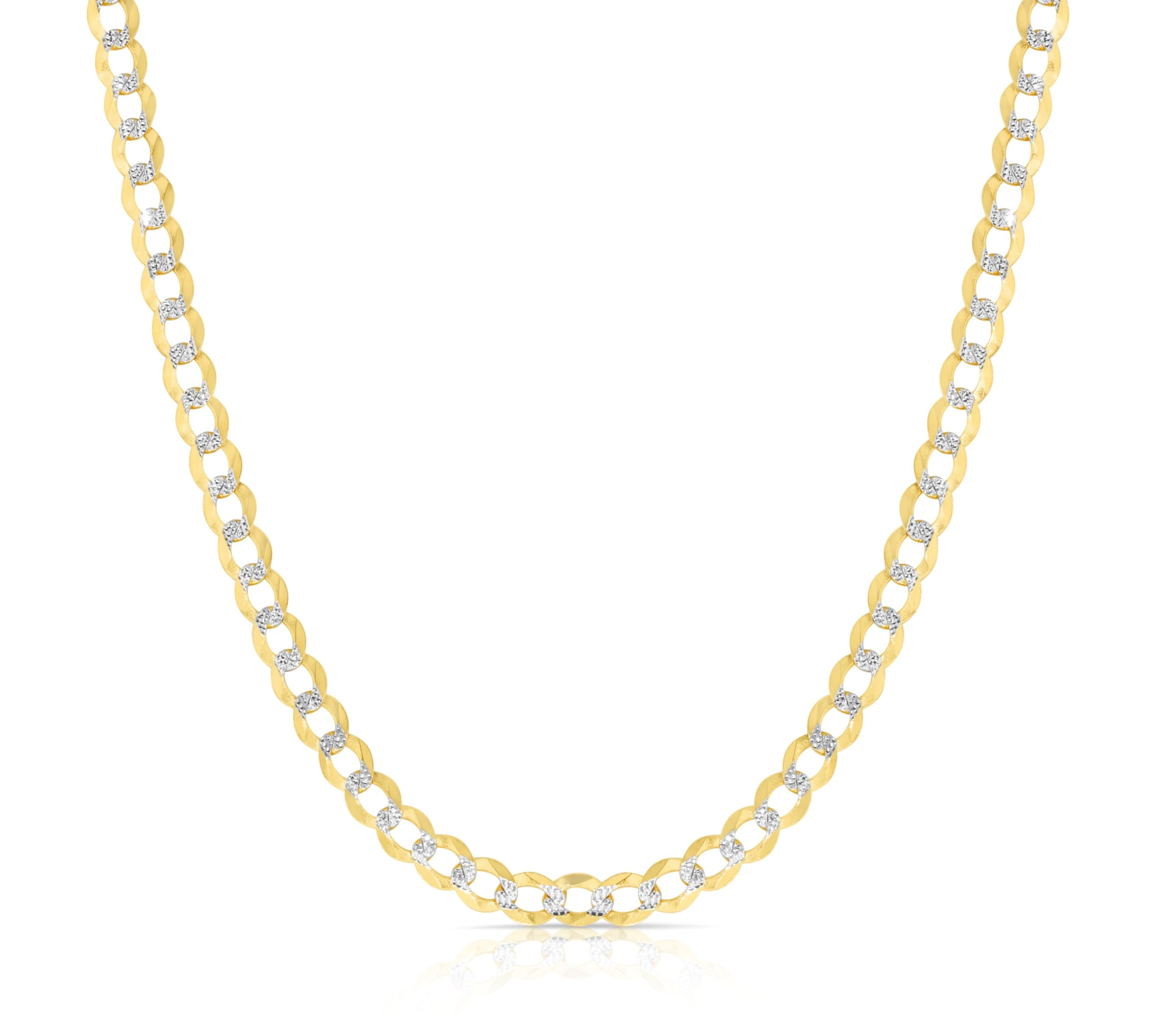 Floreo 10k Yellow Gold and White Gold 6mm Solid Two-Tone Curb Cuban ...