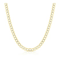 Floreo 10k Yellow Gold and White Gold 6mm Solid Two-Tone Curb Cuban Chain Necklace