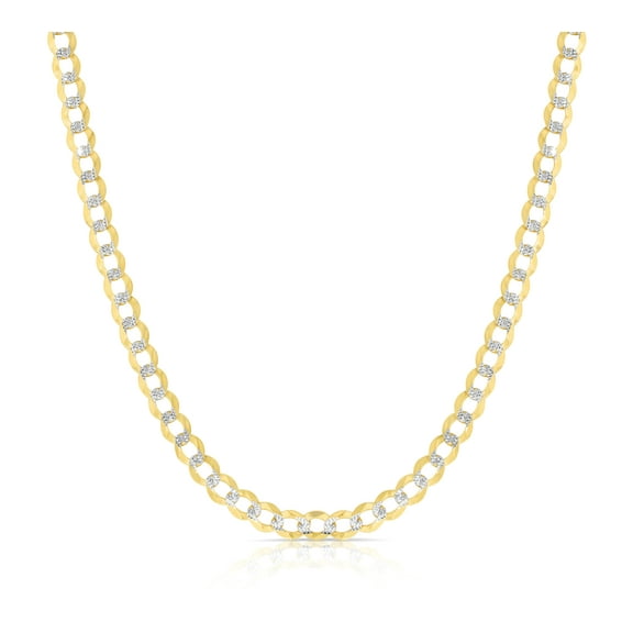 Floreo 10k Yellow Gold and White Gold 6mm Solid Two-Tone Curb Cuban Chain Necklace