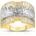 thumbnail image 1 of Floreo 10k Yellow Gold and White Gold Last Supper Baugette CZ Ring (Small, 16mm), 1 of 3