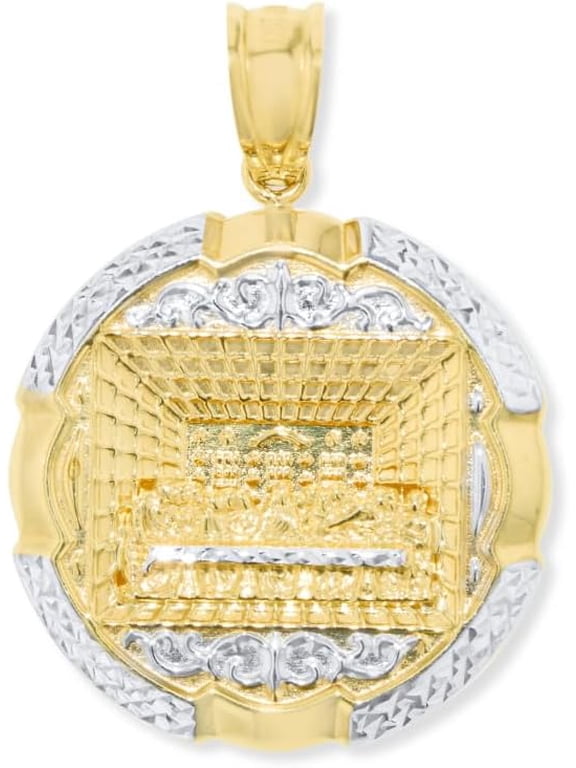 10k Yellow Gold and White Gold Last Supper Charm Pendant - (Small, 3.5mm)