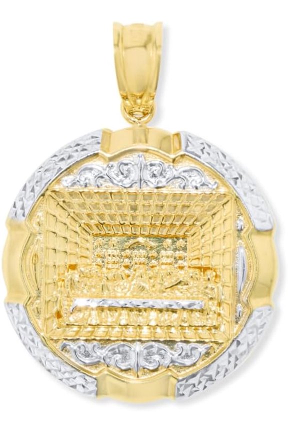 10k Yellow Gold and White Gold Last Supper Charm Pendant - (Small, 3.5mm)