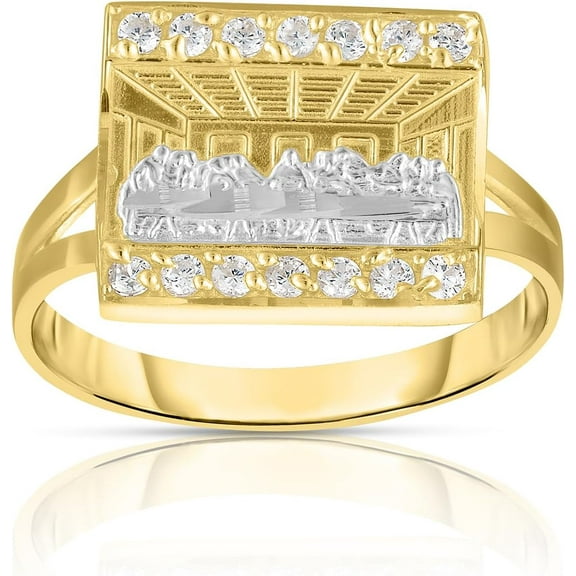 Floreo 10k Yellow Gold and White Gold Last Supper Square CZ Ring