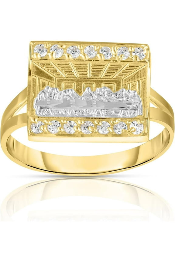 10k Yellow Gold and White Gold Last Supper Square CZ Ring