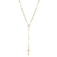 thumbnail image 1 of Floreo 10k Yellow Gold or Tri-Gold 3mm Rosary with Virgin Mary Medal and Crucifix of Jesus Cross Pendant Chain Necklace, 1 of 4