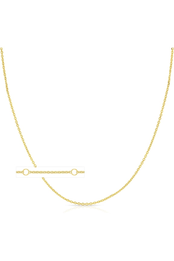 10k Yellow Gold or White Gold 0.87mm Double Extendable Solid Cable Chain Adjustable Necklace, 16" - 17" - 18 Inch