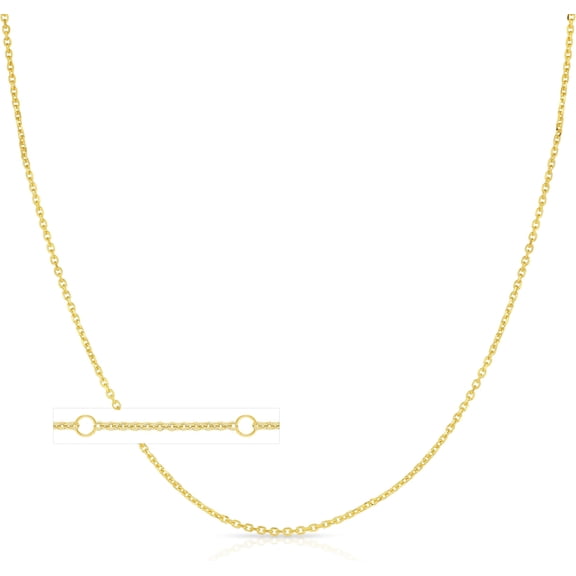 Floreo 10k Yellow Gold or White Gold 0.97mm Double Extendable Solid Cable Chain Adjustable Necklace, 16" - 17" - 18 Inch