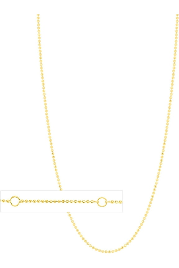 10k Yellow Gold or White Gold Double Extendable Diamond Cut Bead Chain Adjustable Necklace, 16" - 17" - 18 Inch