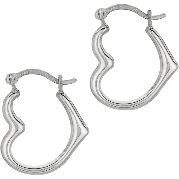 Floreo 10k Yellow Gold or White Gold 14mm Heart Hoop Earrings