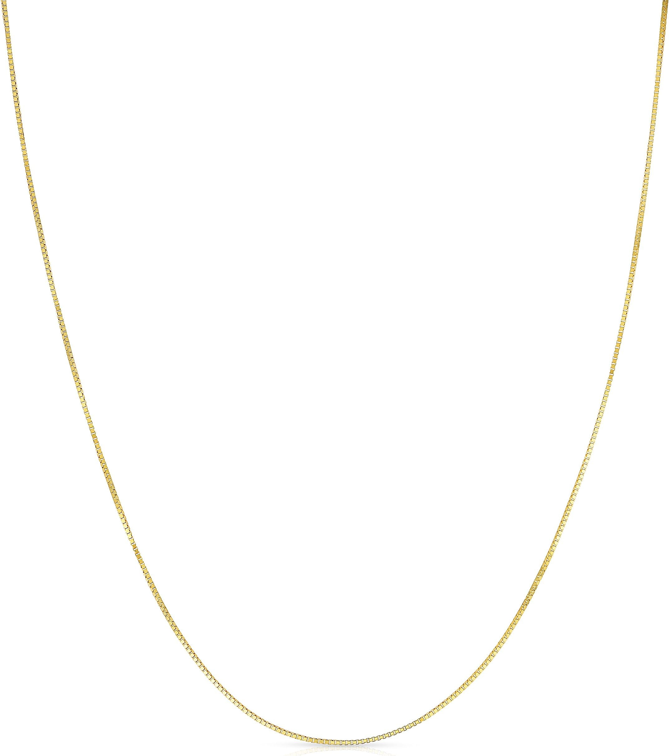 Floreo 10k Yellow Gold or White Gold or Rose Gold 0.45mm Solid Classic Box Chain Necklace