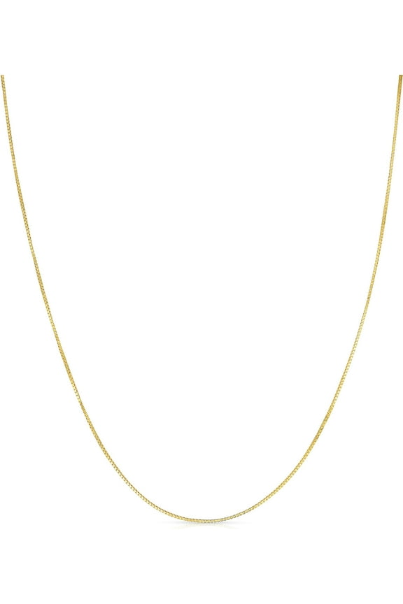 10k Yellow Gold or White Gold or Rose Gold 0.45mm Solid Classic Box Chain Necklace