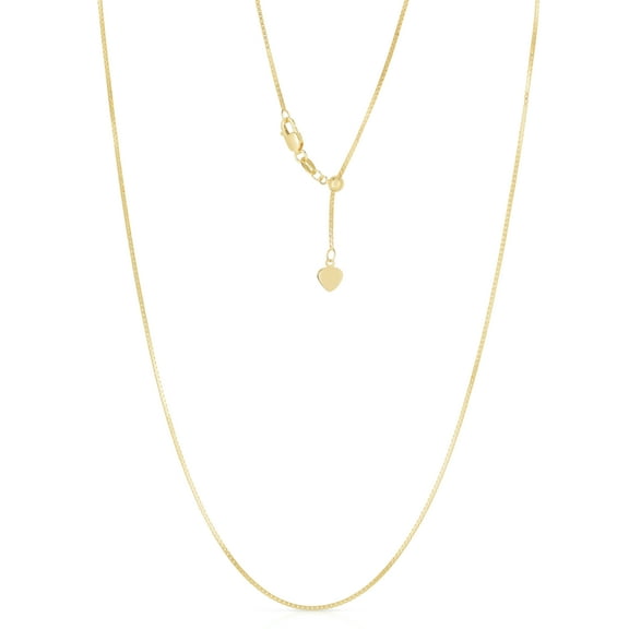 Floreo 10k Yellow or White Gold 0.7mm Adjustable Box Chain Necklace, 22”