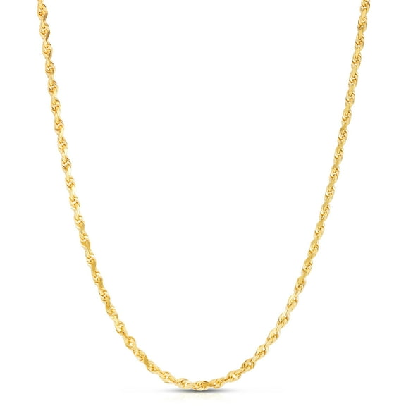 Floreo 14K Yellow Gold 4mm Solid Rope Diamond Cut Chain Necklace