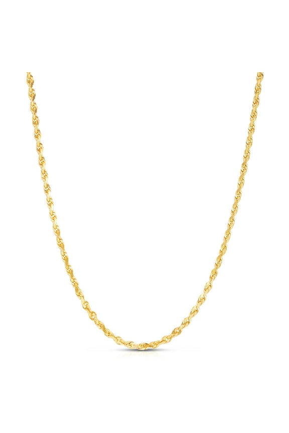 14K Yellow Gold 4mm Solid Rope Diamond Cut Chain Necklace