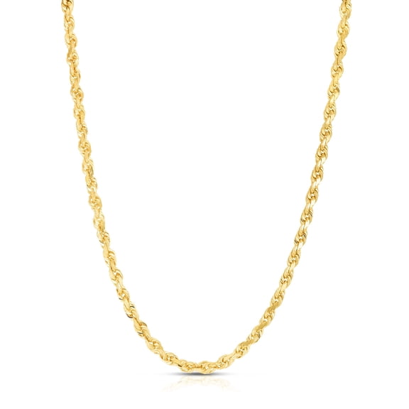 Floreo 14K Yellow Gold 5mm Solid Rope Diamond Cut Chain Necklace