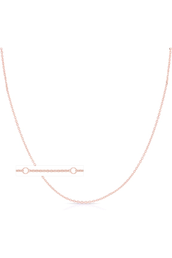 14k Rose Gold 0.85mm, 0.97mm, or 1.2mm Double Extendable Cable Chain Adjustable Necklace, 16" - 17" - 18" Inch