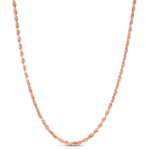 Floreo 14k Rose Gold 2.5mm Solid Rope Chain Diamond Cut Necklace