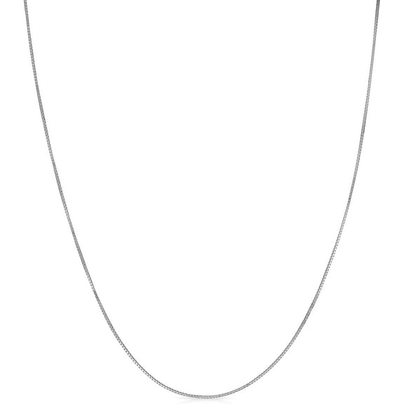 Floreo 14k White Gold 0.6mm Solid Box Chain Link Necklace 16 Inch