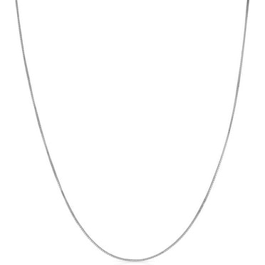 Floreo 14k White Gold 0.6mm Solid Box Chain Link Necklace 24 Inch