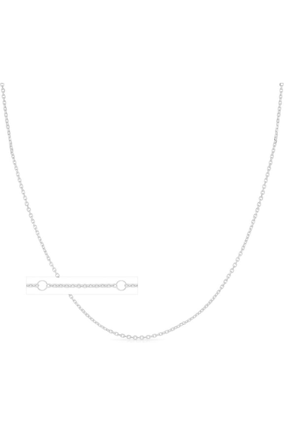 14k White Gold 0.85mm, 0.97mm, or 1.2mm Double Extendable Cable Chain Adjustable Necklace, 16" - 17" - 18" Inch