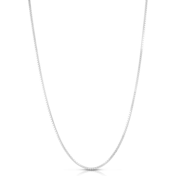 Floreo 14k White Gold 1.1mm Solid Box Chain Link Necklace 20 Inch
